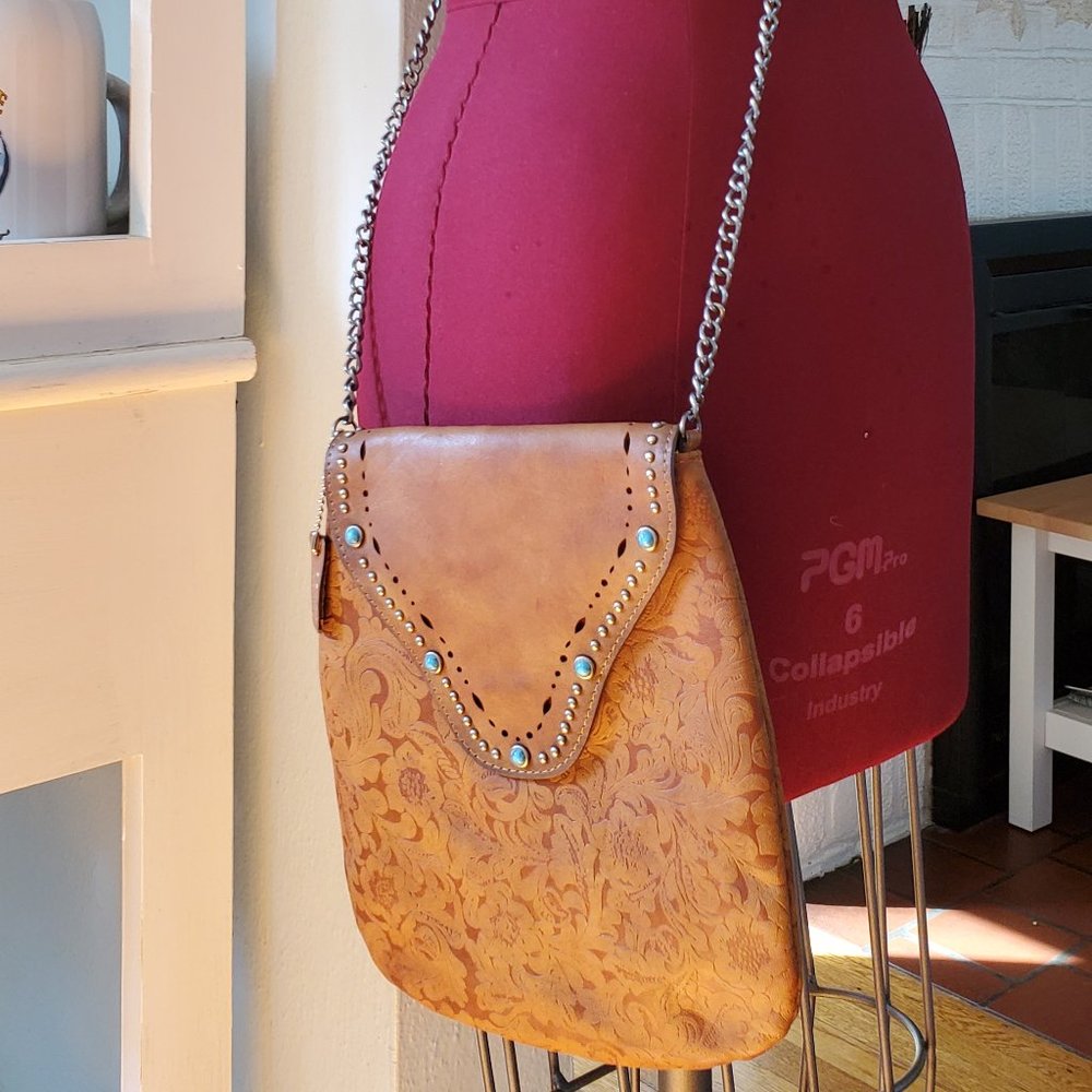 Zulily Embossed Leather Crossbody Purse